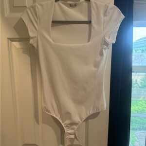 Free People White Square Neck Bodysuit